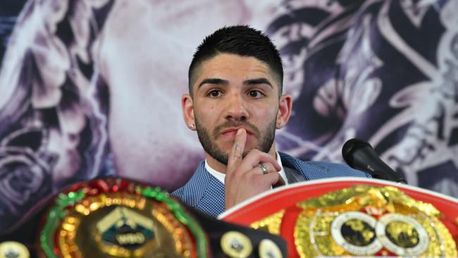 Michael Zerafa at the heated press conference. Picture: AAP/Darren England