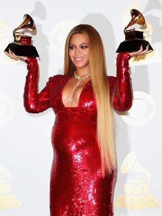 Beyonce poses in the press room. Picture: Getty