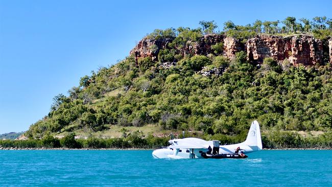 One of Paspaley’s vintage seaplanes at Kuri Bay. Picture: Kendall Hill