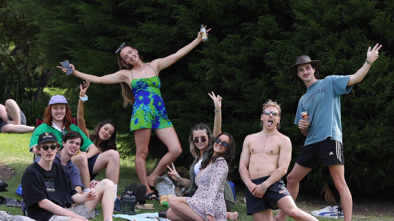 HIGH SPIRITS: People gather in Footscray Park opposite Flemington Racecourse on Melbourne Cup Day in 2020. Picture: NewsWire / Ian Currie