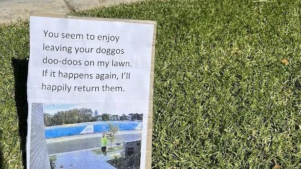 A Glenside resident’s public warning for their “doggy doo-doo” dropping neighbour. Picture: Reddit