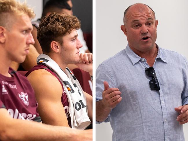 Craig Field speaks to Manly players. Credit: Manly Sea Eagles.