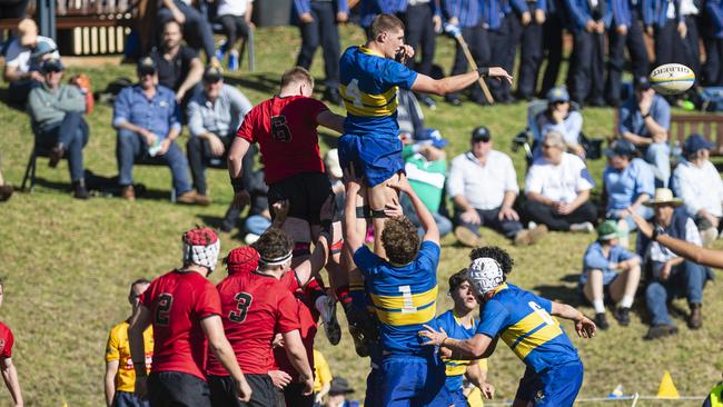 Jonah Allen wins the ball for Toowoomba Grammar School. Picture: Kevin Farmer