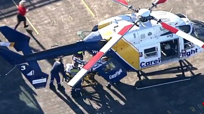 A girl was taken by CareFlight helicopter to Westmead Childrens Hospital. Picture: Channel 7