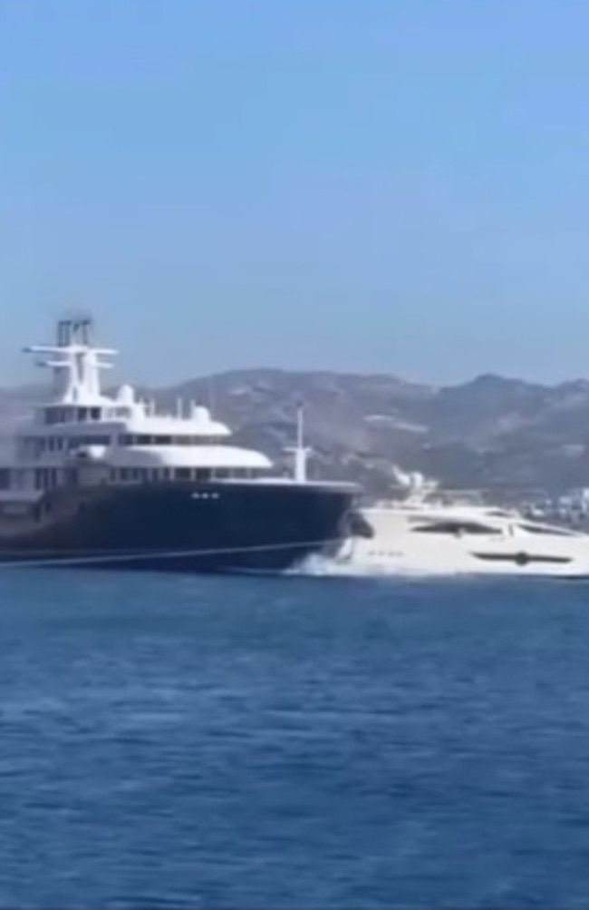 An $160 million superyacht smashed into a fellow luxury boat. Picture: Instagram/theyachtfella