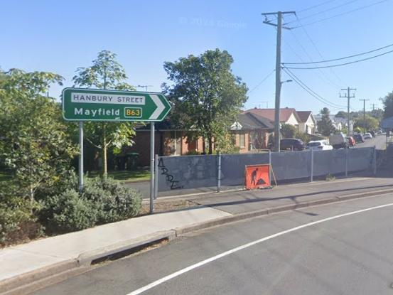 A man has been shot by police on Hanbury St, Mayfield. Picture: Google Maps