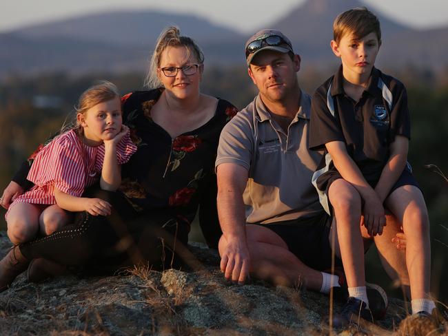 Mathew Hayward and Jackie Glew with their children Tynan, 10, and Alexis Hayward, 7. Picture: Dean Marzolla