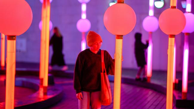 The interactive light installation that is Glow. Picture: Pete Carr