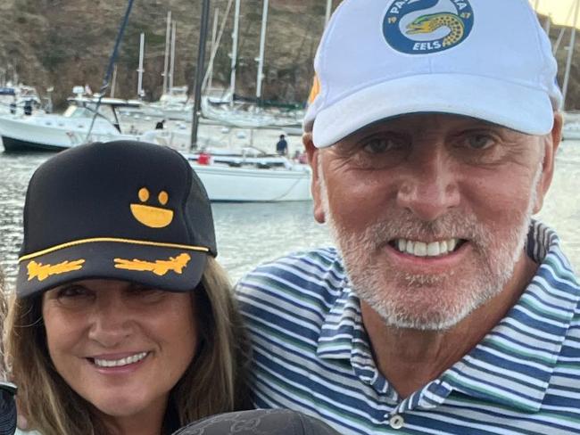 ** HOLD FOR NETWORK ** Brian Houston, top right, Bobbie Houston, centre, with friends at Santa Catalina island. . Source - Instagram