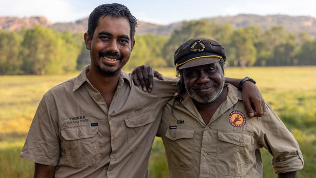 James Morgan (left), of Yibekka Kakadu Tours, with Johnny Reid, a long-term guide in Kakadu National Park.