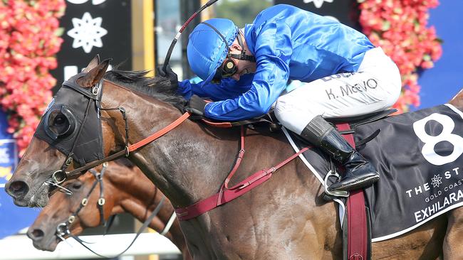 Magic Millions winner Exhilarates is a good each-way chance in the Slipper. Picture: AAP 