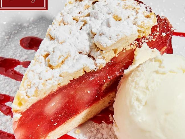 The rhubarb pie with ice crea. Picture: Supplied