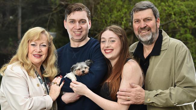 Meralyn, Mark, Jaclyn and John Klein, pictured with Muffin the dog, are all candidates for council elections. Picture: Ellen Smith