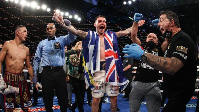 George Kambosos has rejected a rematch with Teofimo Lopez (far left) after his shock world-title boilover in 2021.