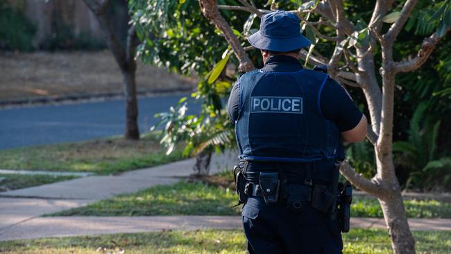 Police officers on the scene in Gardenia Street on Tuesday. Picture: Pema Tamang Pakhrin