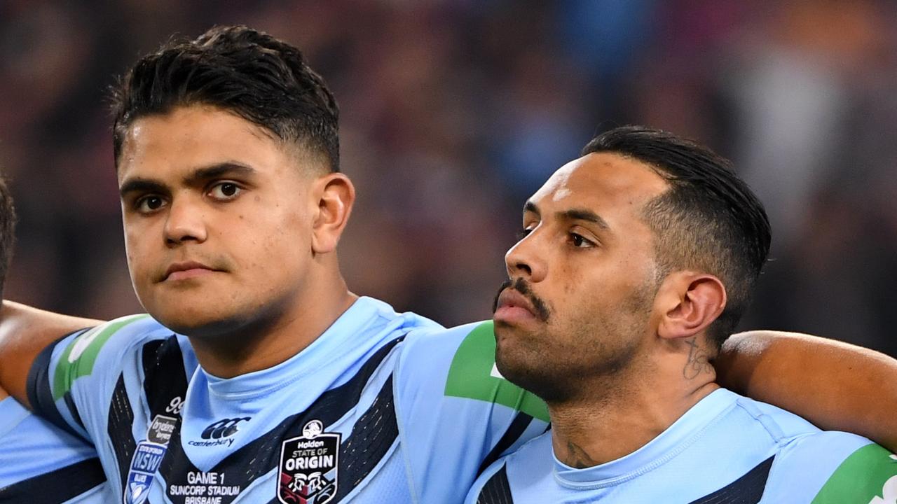Blues players Latrell Mitchell and Josh Addo-Carr