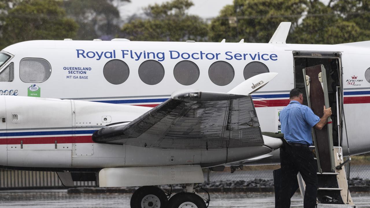 A Royal Flying Doctor Service Beechcraft King Air 200 is seen at Toowoomba Airport, officially called Toowoomba City Aerodrome, Sunday, November 5, 2023. Picture: Kevin Farmer