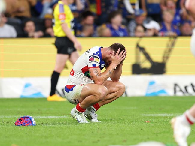 Kalyn Ponga’s grip on his Origin jersey is slipping. Picture: Mark Kolbe/Getty