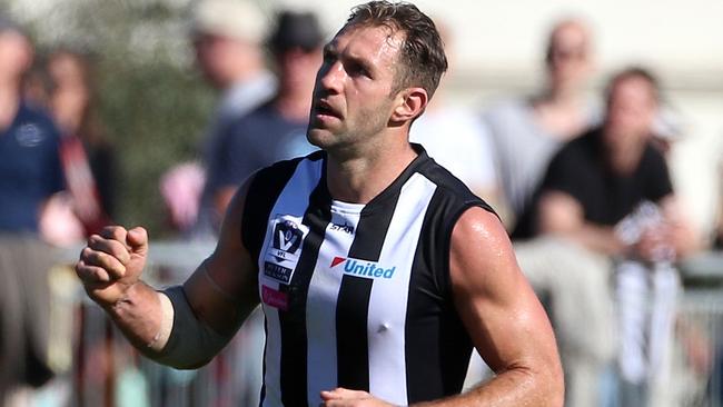 Travis Cloke celebrates a goal in the VFL. Picture: Mark Dadswell