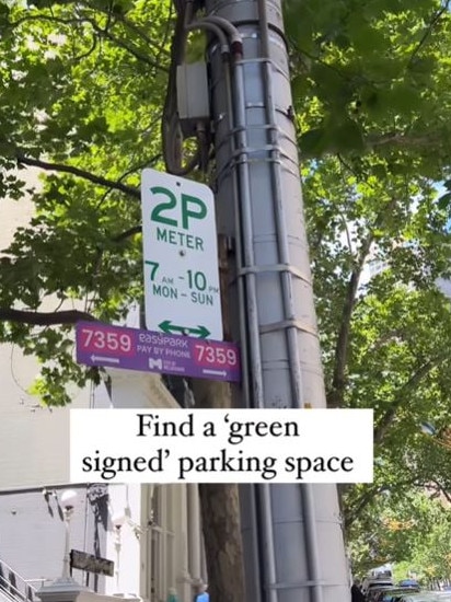 Drivers can park for free in “green signed” parking spaces. Picture: Instagram/@cityofmelbourne