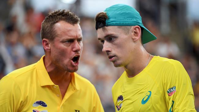 de Minaur shares physical and mental traits with mentor Lleyton Hewitt. Picture: AFP