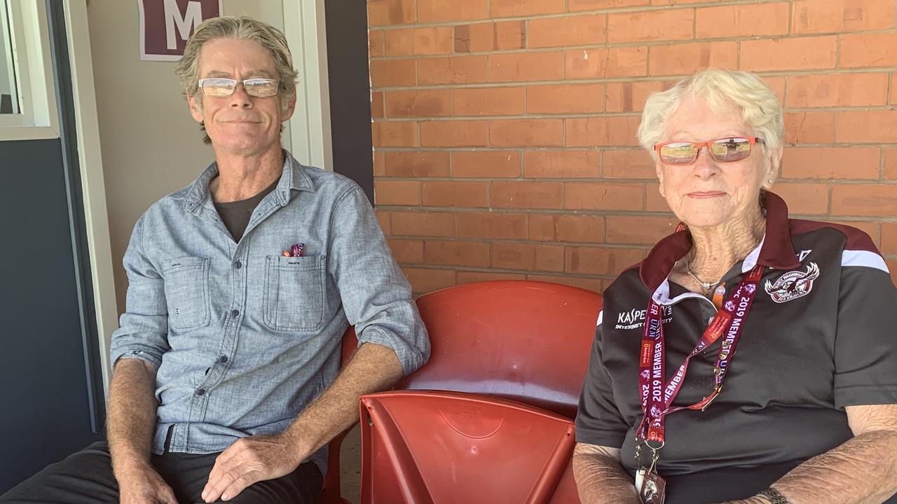 Babs Kable and her son Bob at Brookvale Oval.