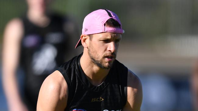 Travis Boak of the Power during a Port Adelaide Power AFL training session at Alberton Oval in Adelaide, Thursday, June 18, 2020. (AAP Image/David Mariuz) NO ARCHIVING