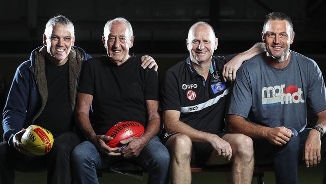 Current and Former PAFC coaches - Mark Williams, John Cahill, Current senior coach Ken Hinkley and Matthew Primus. Picture SARAH REED