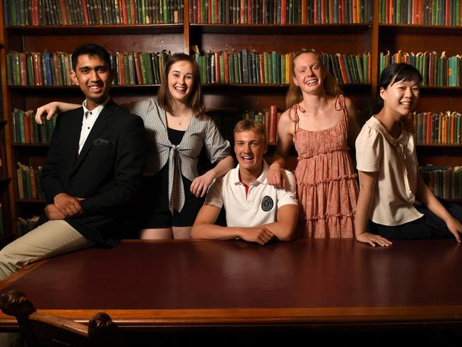 OUR TOP SACE KIDS AT THE MORTLOCK LIBRARY. Syme Aftab 16 Glenunga International High, Charlotte Moseley 17 Pulteney Grammar, Jake Bastian 18 Scott College, Lucy Mauviel 17 Seymour College, Charlotte Zhang 17 Pembroke. Picture: Tricia Watkinson