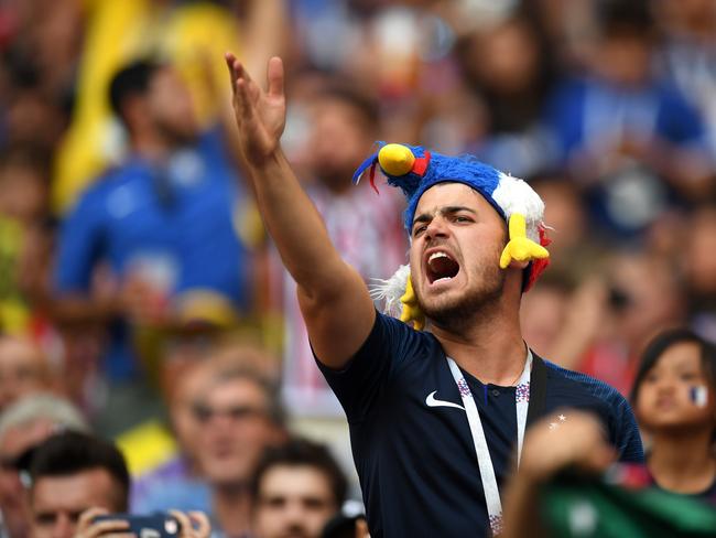 A fan reacts during the scoreless draw between Denmark and France. Pic: Getty