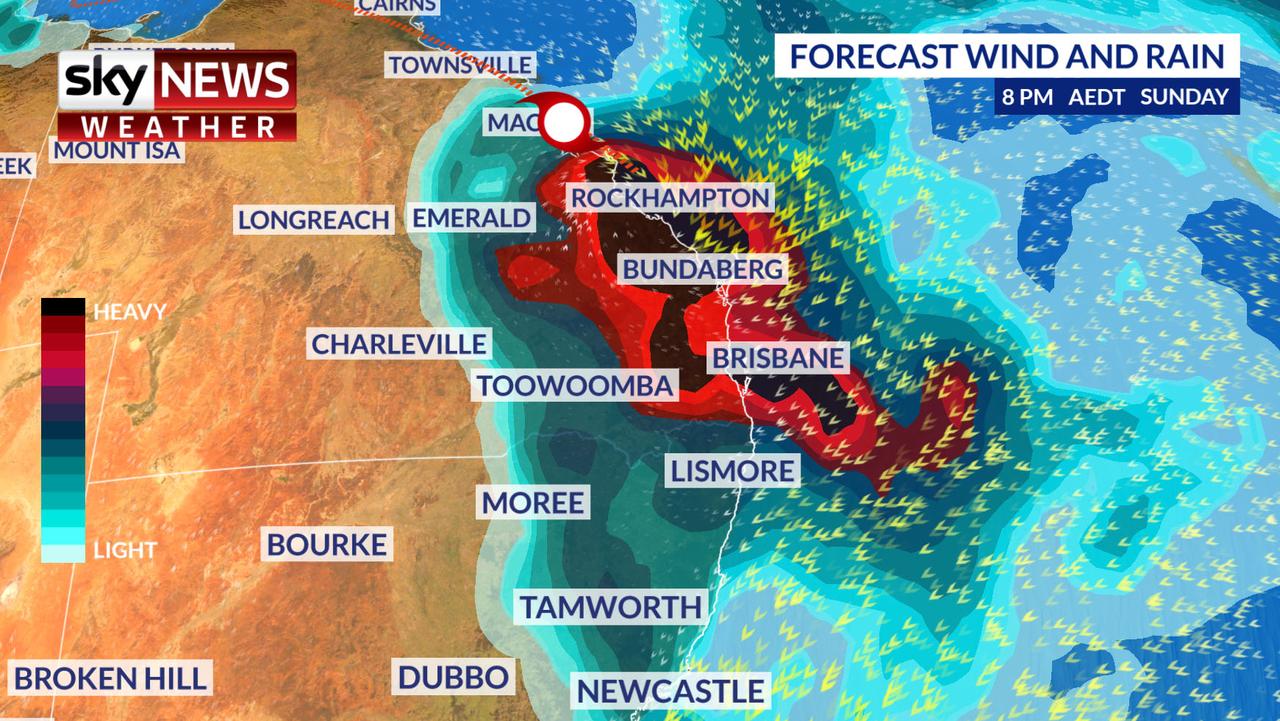 A coastal track of Cyclone Owen could see much of coastal Queensland and northern NSW being affected by Sunday. Picture: Sky News Weather