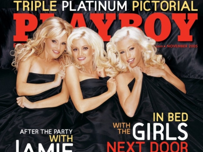 Holly Madison, Bridget Marquardt and Kendra Wilkinson on the cover of Playboy magazine, November 2005. Picture: Playboy