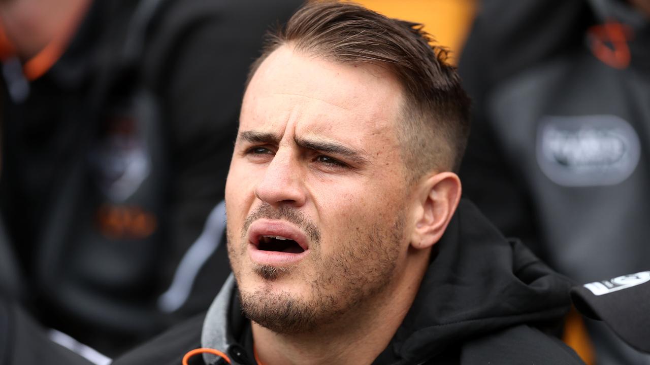 Josh Reynolds of the Tigers looks on at Leichhardt Oval