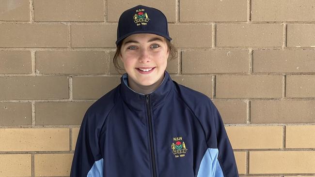 Ava Gaughan, NSW PSSA u12 Girls Cricket Team to play School Sports Australia u12 national titles in Ballarat 2022, picture at Raby Oval, Raby NSW, 16 November 2022. Picture: Jason Hosken (News Corp)