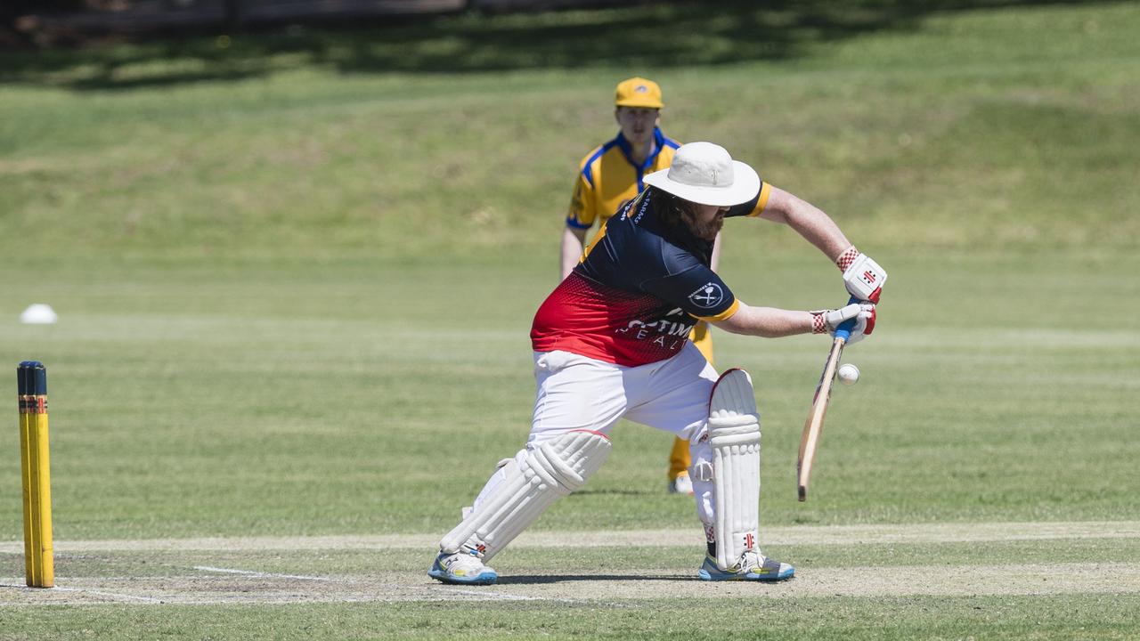 Kane Peters bats for Metropolitan-Easts against Northern Brothers Diggers in Toowoomba Cricket B Grade One Day grand final at Captain Cook Reserve, Sunday, December 10, 2023. Picture: Kevin Farmer