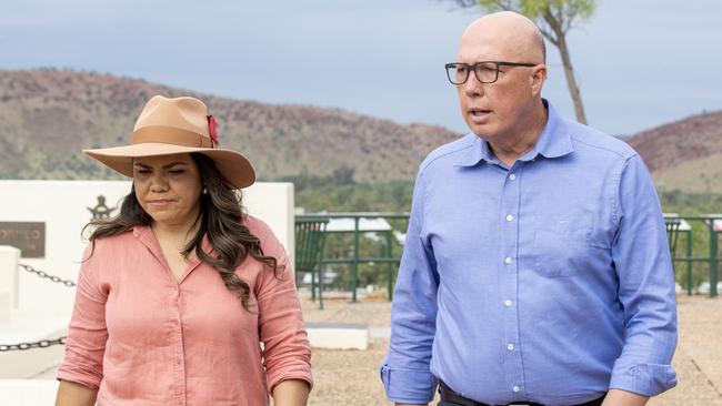 Opposition leader Peter Dutton with Senator Jacinta Price. Picture: Liam Mendes / The Australian