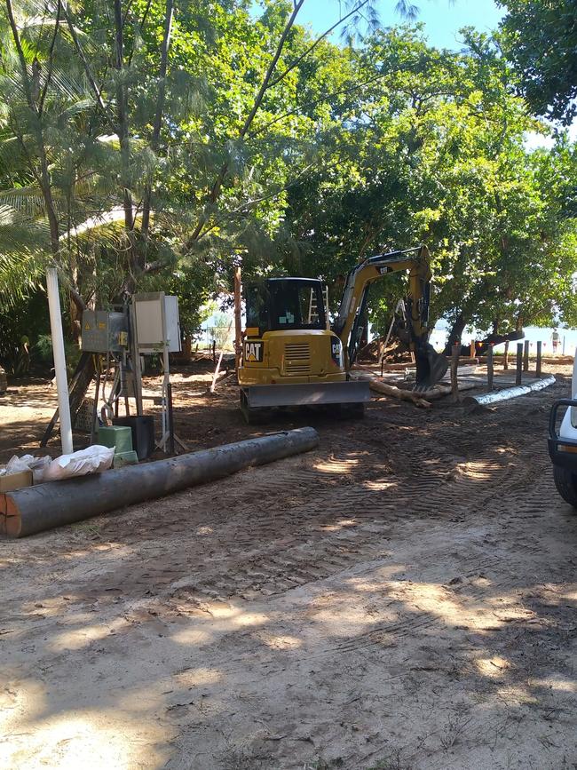 Work to create a beachside bar have kicked off at Dunk Island. Picture: Scott Cains