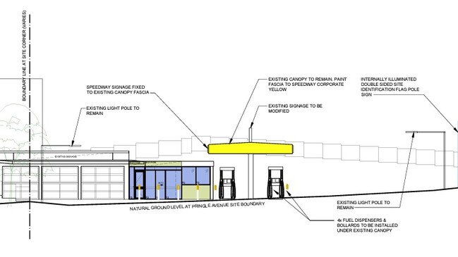 An artist's impression of the proposed Speedway service station in Pringle Ave, Belrose.