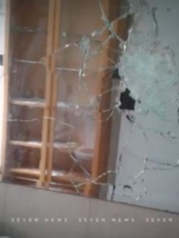 Glass was smashed at the property. Image: Seven News