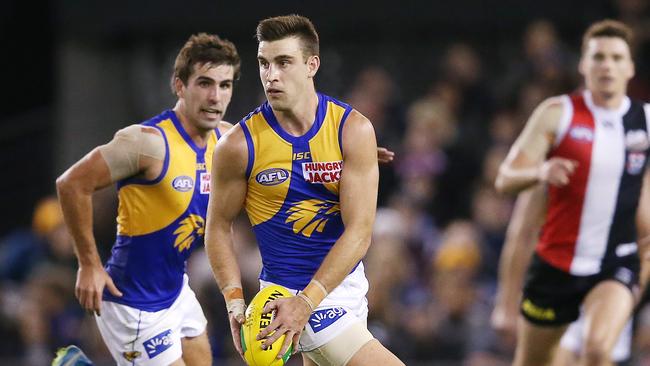 West Coast’s midfielders, such as Elliot Yeo, will be out to control possession. Picture: Michael Klein.