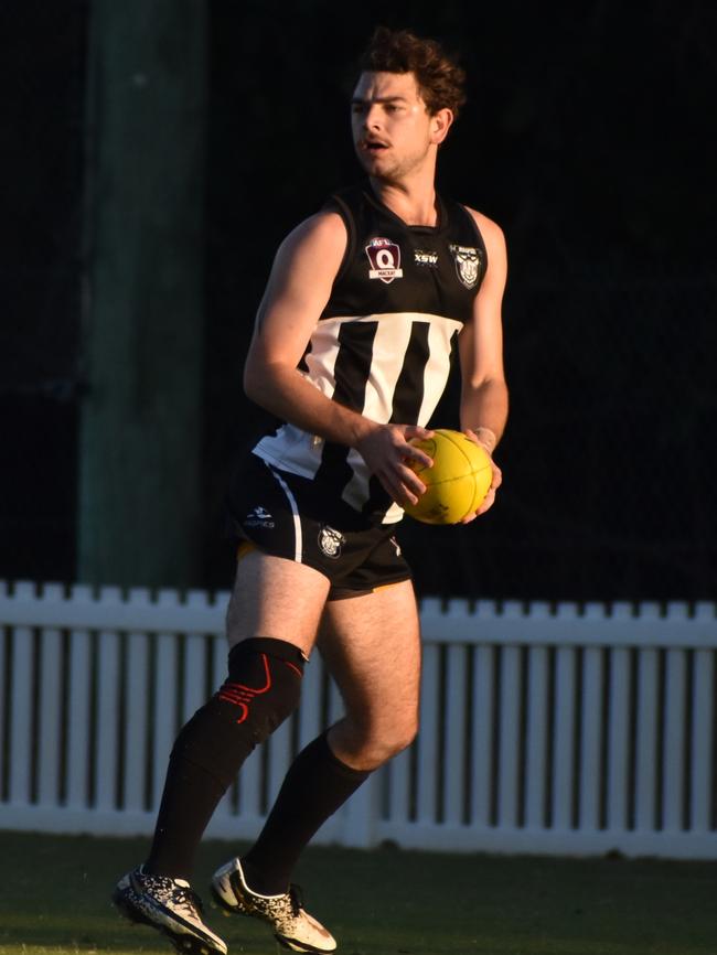 Braeden Ebert in the North Mackay Saints v Mackay Magpies Premier AFL grand final at Magpies Sporting Club, Mackay, September 11, 2021. Picture: Matthew Forrest