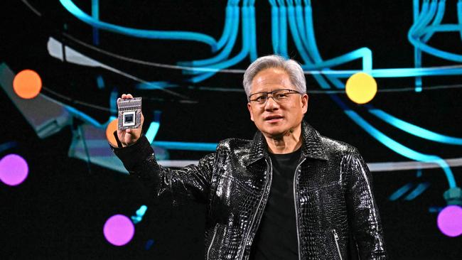 Nvidia chief Jensen Huang last week unveiled the warehouse of the future venture with Accenture in Las Vegas. Picture: AFP