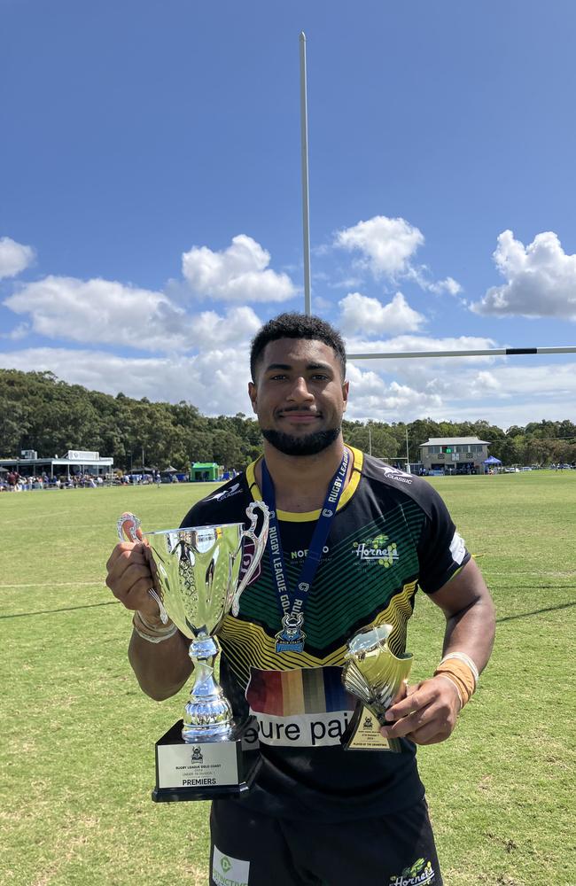 Helensvale Hornets player Zac Kumbamong was best on ground in the 2024 Rugby League Gold Coast under-18 division one win. Picture: Mitch Bourke.