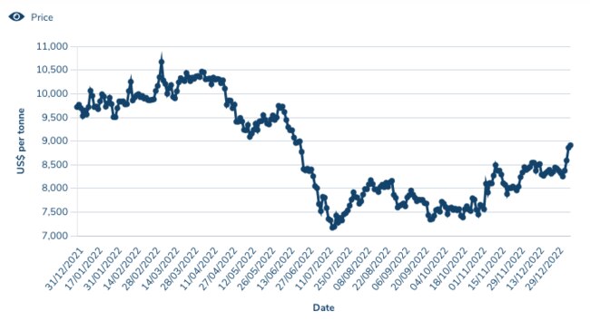 Dr Copper’s health was topsy-turvy in 2022. Picture: LME