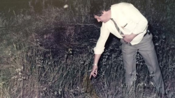 The spot where Michelle’s body was found by a local farmer.