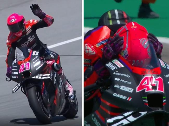 Espargaro was left distraught. Photo: Fox Sports