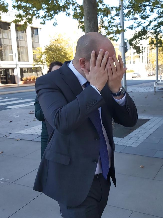 Australian diplomat Neal Kretschmann, 36, of Yarralumla in the ACT, leaves the ACT Magistrates Court. Picture: Craig Dunlop