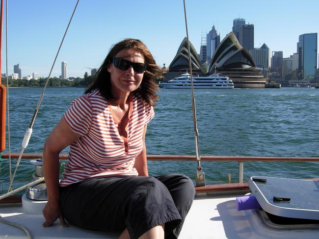 Susan-Neill Fraser aboard the Four Winds on Sydney Harbour in 2008. Picture: Supplied