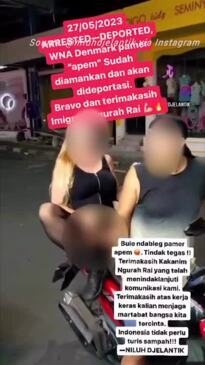 Woman detained over ‘trashy’ act in Bali: A woman has allegedly been detained after exposing her genitalia on a motorbike in Bali