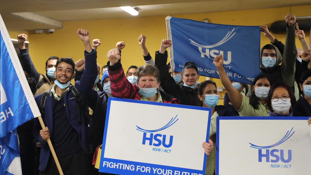 Westmead Hospital cleaners and Health Services Union members take industrial action.